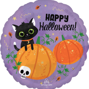 HALLOWEEN CAT & PUMPKINS
