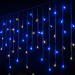 Serie de cascada transparente led mágica azul/blanca 200L