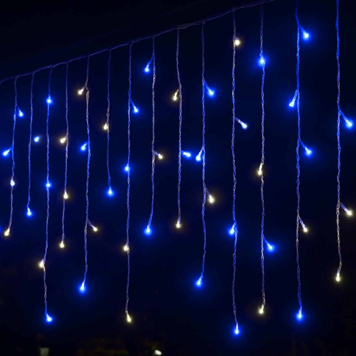 Serie de cascada transparente led mágica azul/blanca 200L