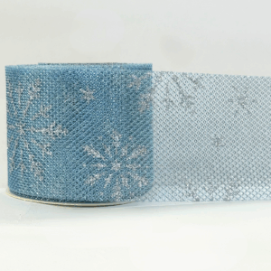 Listón elegante azul con toques plata copos