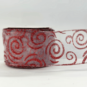 Listón elegante con espirales rojos diamantados