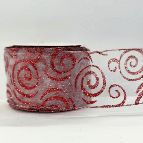 Listón elegante con espirales rojos diamantados