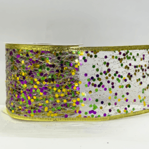Listón elegante confeti verde, fucsia y oro