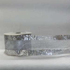 Listón elegante plateado con bordes diamantados