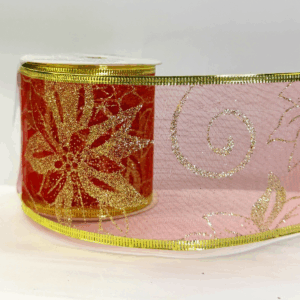 Listón elegante rojo con toques en oro diamantado