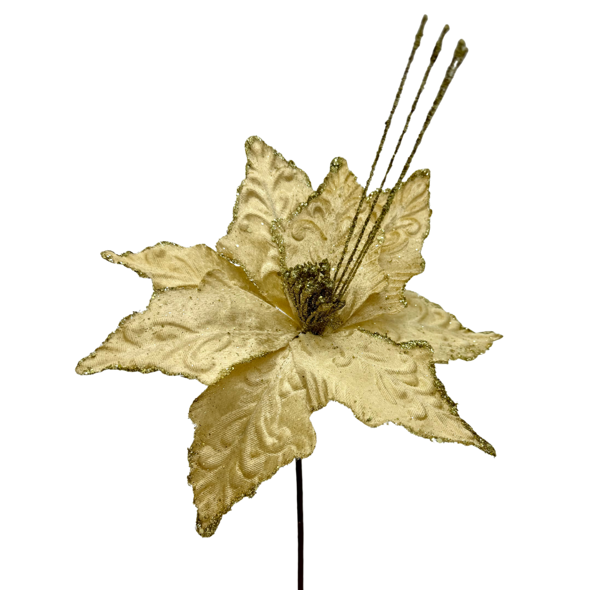 Nochebuena terciopelo diamantada centro con ramas oro - Imagen 2