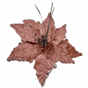 Nochebuena terciopelo diamantada centro con ramas oro rosa