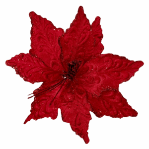 Nochebuena terciopelo diamantada centro con ramas roja