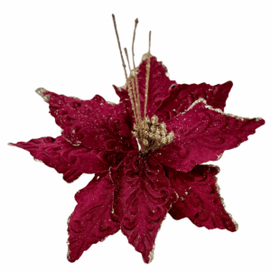 Nochebuena terciopelo diamantada centro con ramas vino