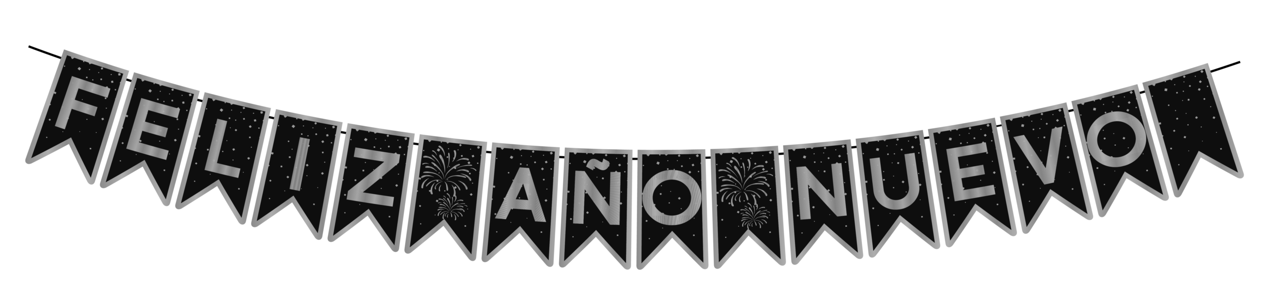Banner Banderilla Feliz Año Nuevo Plata