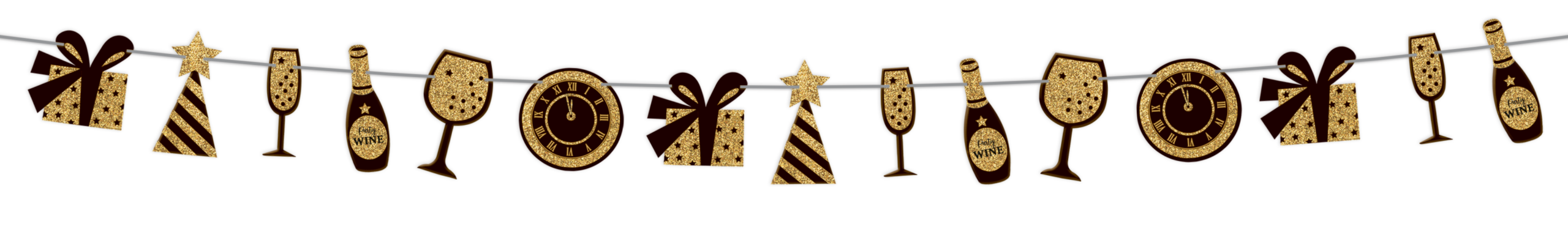 Guirnalda Móvil Suajada Iconos Año Nuevo