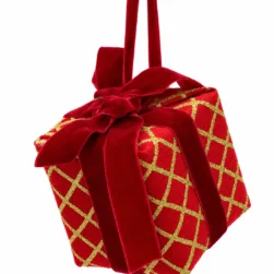 CAJITA DE REGALO ROJO CUADROS DORADOS
