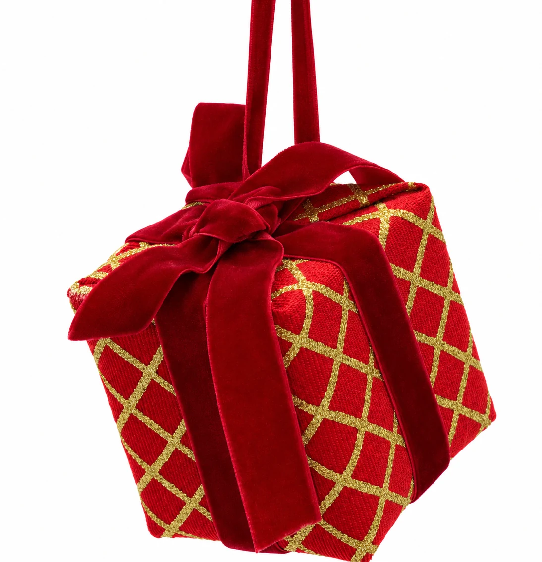 CAJITA DE REGALO ROJO CUADROS DORADOS