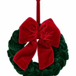 CORONA MINI VERDE MOÑO ROJO
